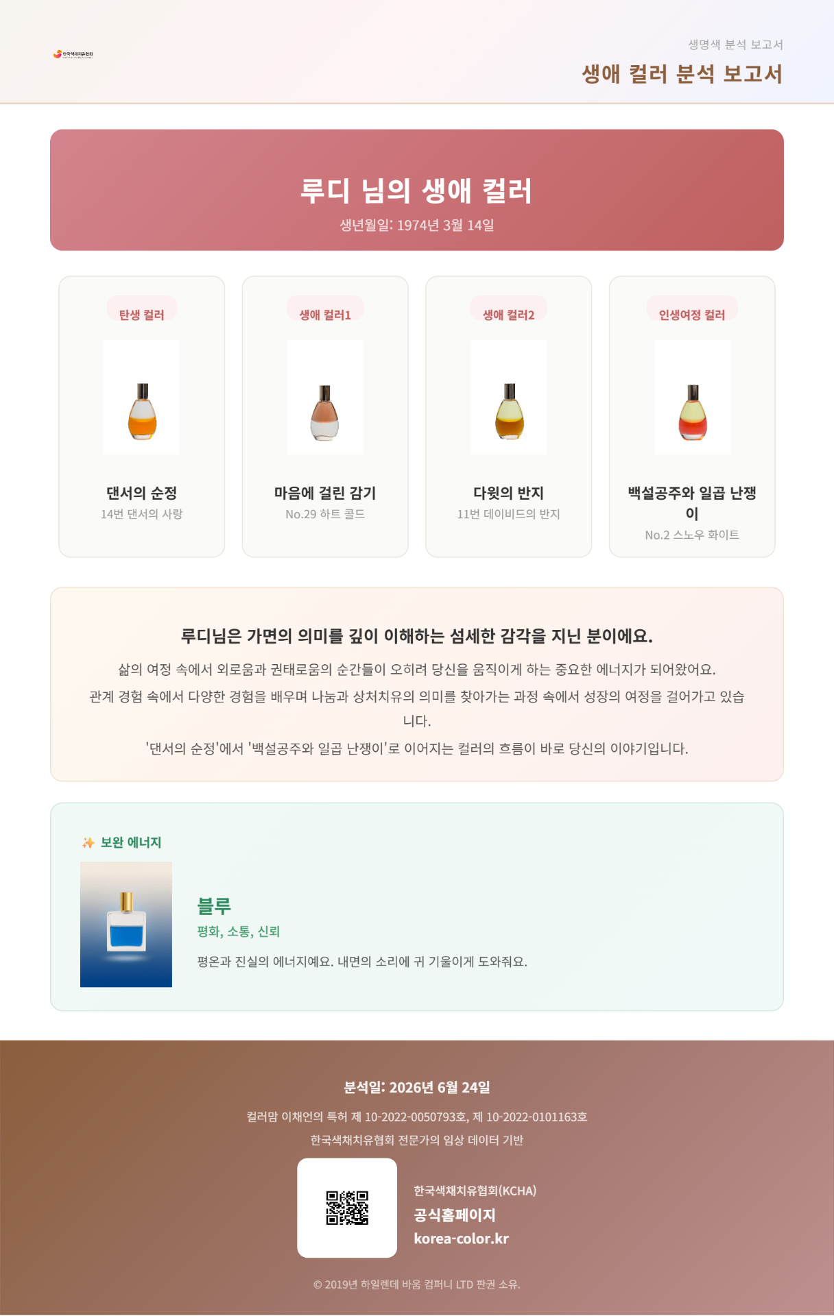 생애컬러 결과 화면 예시